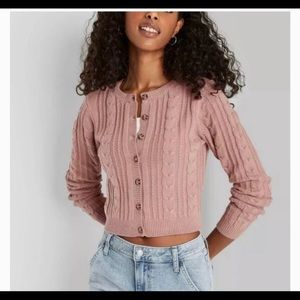 NWT Wild Fable Cropped Cable Cardigan Size XXL